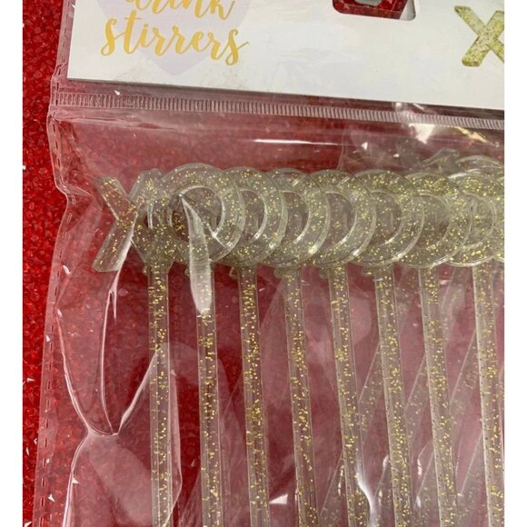 Set of 2 XO Glitter Drink Stirrers Valentine Cocktail Swizzle Sticks Barware - Picture 12 of 14